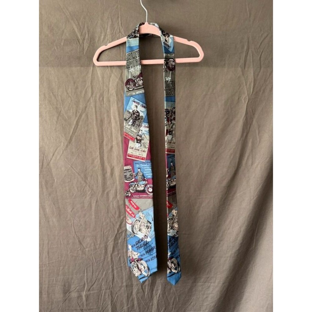 Vintage 1994 Harley Davidson Nostalgia Silk Tie Ralph Marlin Motorcycle Biker